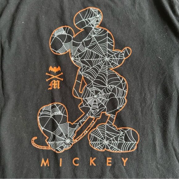 Disney | Black Spider Web Mickey Halloween Short Sleeve Tee Shirt | Size Medium - Picture 4 of 7